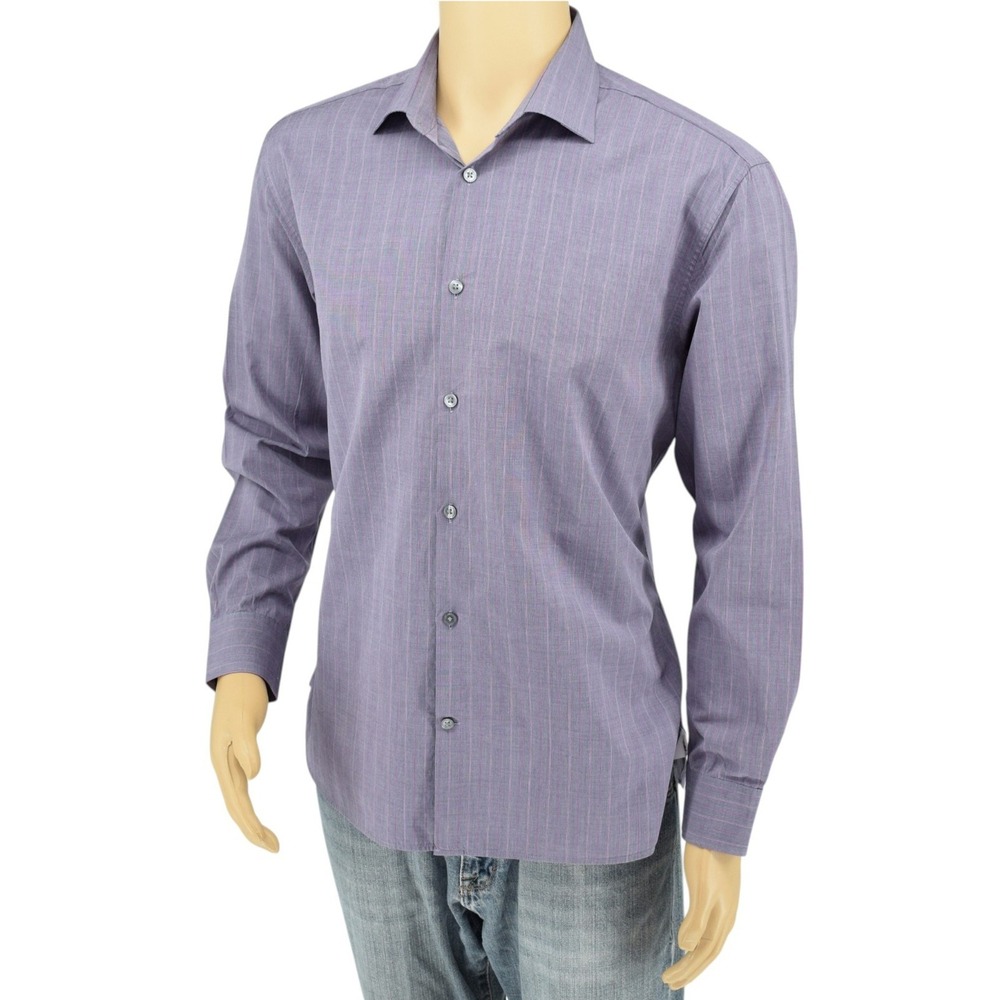 John Varvatos Star USA Lavendar Striped Slim Fit Dress Shirt Men's Size 16 32/33